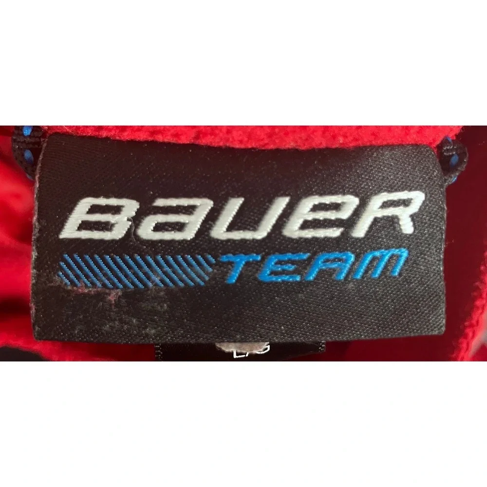 Bauer Team Youth Large Red Full Zip Hockey Warm Up Jacket Reflective Softshell